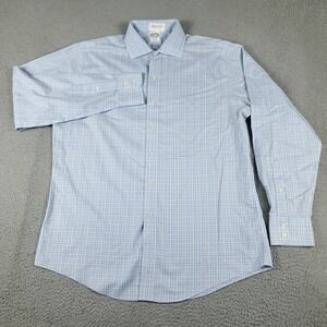 Brooks Brothers Shirt Mens 16.5 Blue Plaid Dress Button Up Long Sleeve *